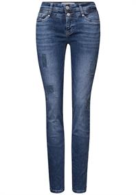 Jeans mit Destroyed Details mid blue random washed