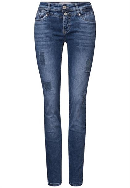 Jeans mit Destroyed Details mid blue random washed