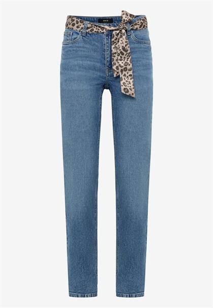 Jeans mit Leo-Gürtel Style Orlando 28 Inch middle blue denim