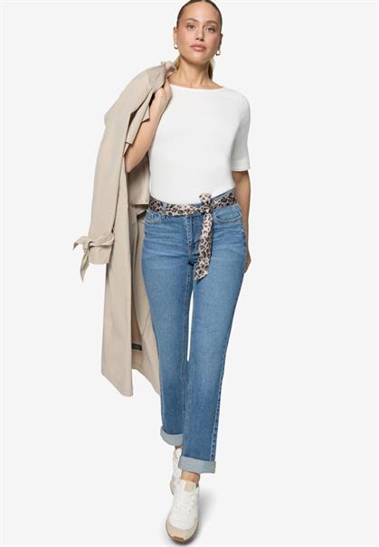 Jeans mit Leo-Gürtel Style Orlando 28 Inch middle blue denim