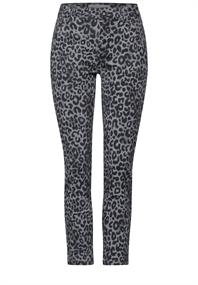 Jeans mit Leo-Print grey overdye print