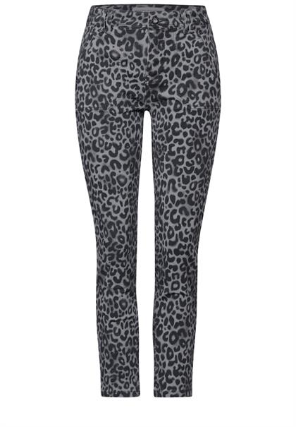 Jeans mit Leo-Print grey overdye print