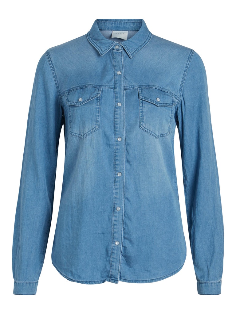 Vila Damen Bluse 14033008 Medium Blue Denim 2 - jacken für