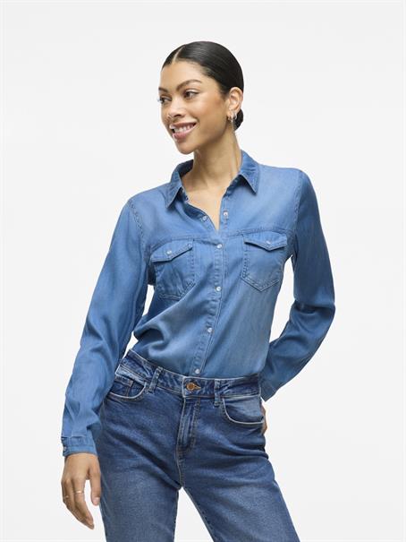 Jeansbluse medium blue denim
