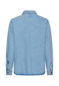 Jeansbluse mit Knopfleiste mid blue