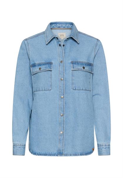 Jeansbluse mit Knopfleiste mid blue