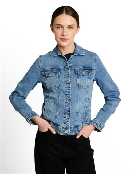 Jeansjacke mit Eingriffstaschen clean light stone blue denim