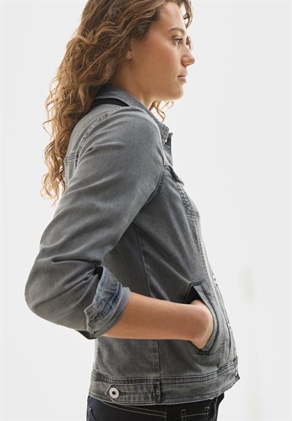 Jeansjacke mit Hemdkragen mid grey used wash