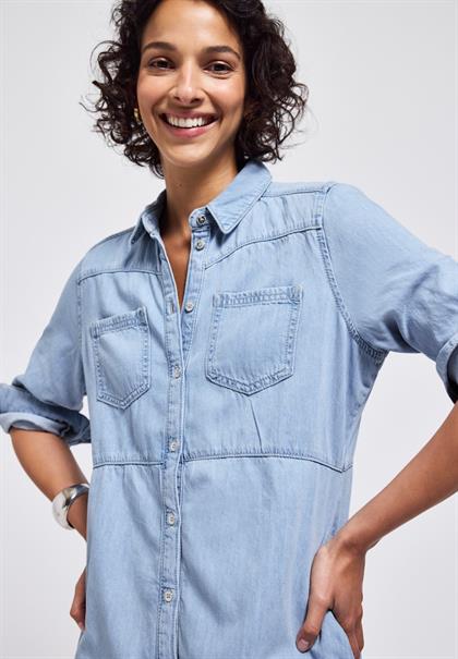 Jeanskleid mit Knopfleiste light blue washed