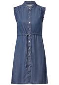 Jeanskleid mit Rüschen mid blue soft washed