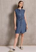 Jeanskleid mit Rüschen mid blue soft washed