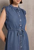 Jeanskleid mit Rüschen mid blue soft washed