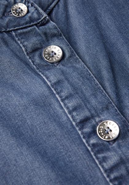 Jeanskleid mit Rüschen mid blue soft washed