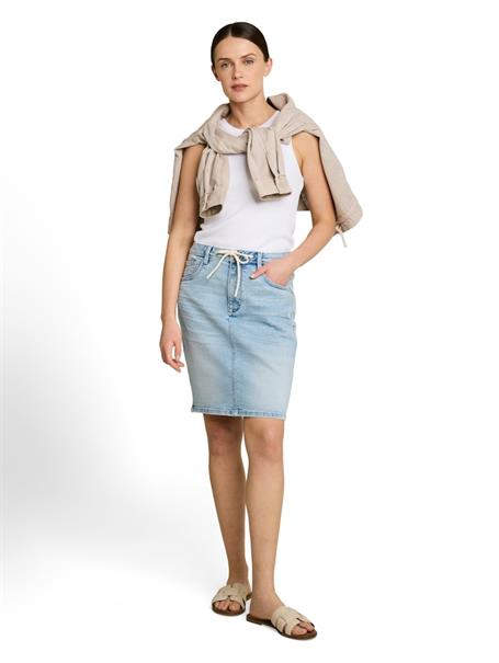 Jeansrock mit Kordelzug light stone blue denim