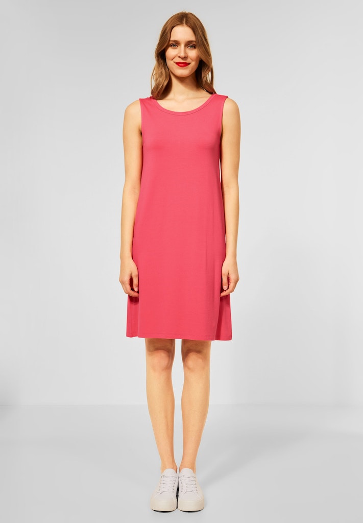 Street One Damen Kleid Jersey Kleid in Unifarbe intense coral bequem online  kaufen bei | Jerseykleider