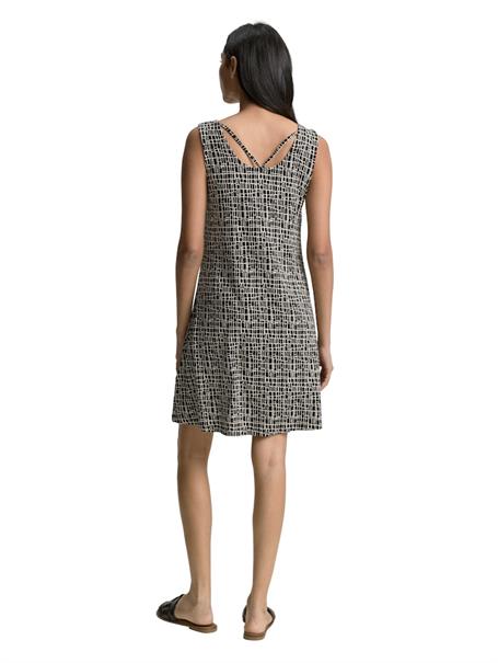 Jersey Kleid mit Rückendetail abstract black grid design