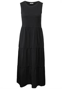 Jersey-Kleid mit Volants black