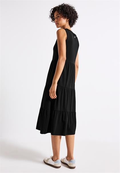 Jersey-Kleid mit Volants black