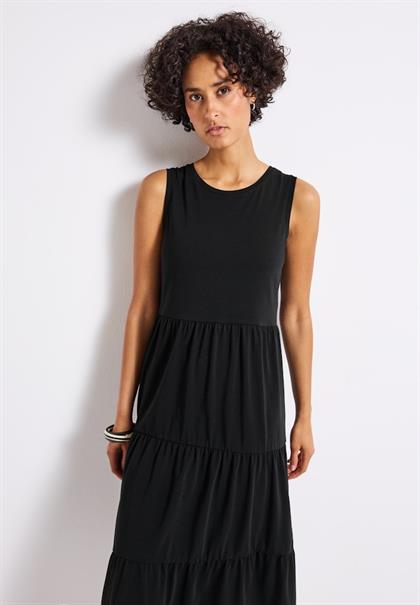 Jersey-Kleid mit Volants black