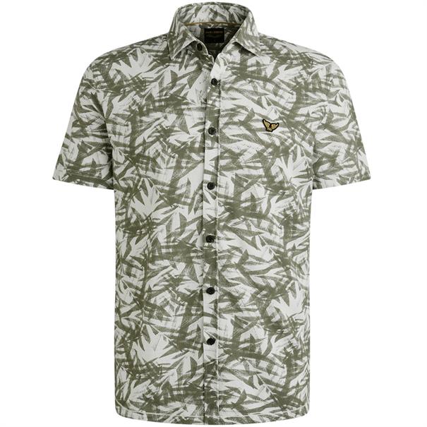Jersey Pique Print Leaf bright white