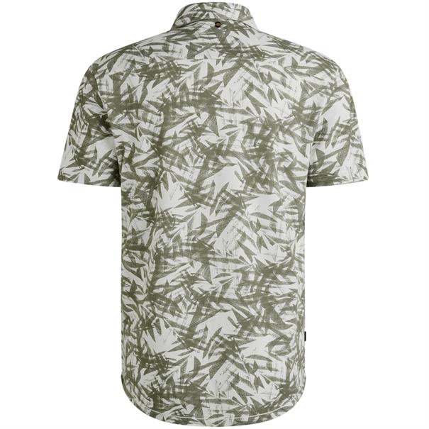 Jersey Pique Print Leaf bright white