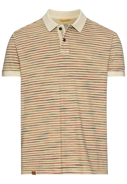 Jersey Poloshirt mit Multicolour-Streifen beige