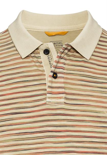 Jersey Poloshirt mit Multicolour-Streifen beige