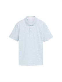 Jersey Poloshirt mit Print blue tropical leaf print