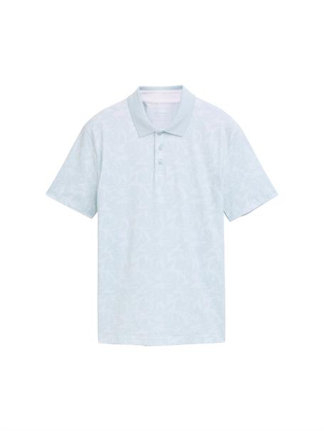 Jersey Poloshirt mit Print blue tropical leaf print