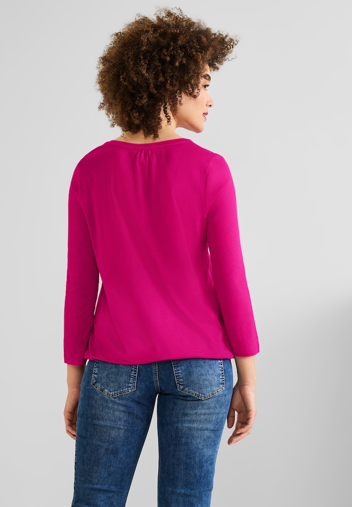 Street One Damen Longsleeve Jersey Shirt mit 3/4 Ärmel nu pink bequem  online kaufen bei
