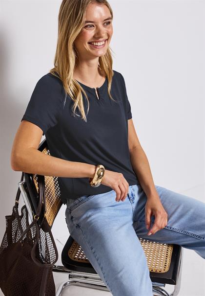 Jersey-Shirt mit Cut-Out deepwater blue