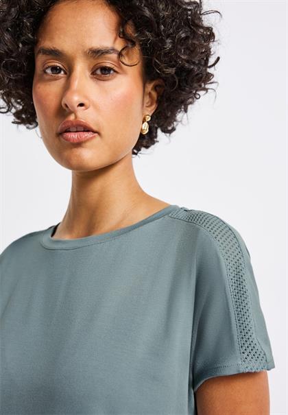 Jersey-Shirt mit Mesh-Detail arona blue