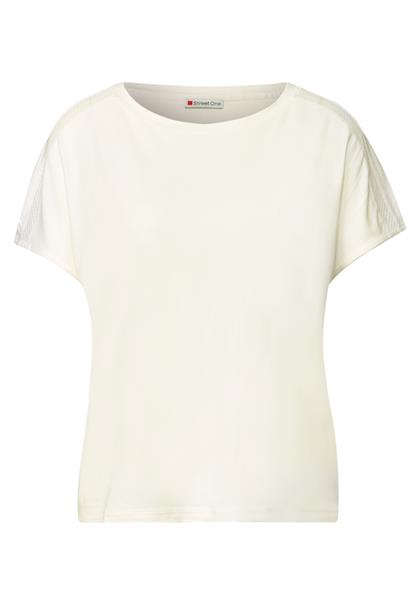 Jersey-Shirt mit Mesh-Detail off white