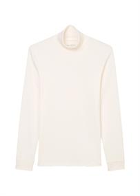 Jersey T-shirt, long sleeve, turtle neck, ribbed cuffs, DfC white cotton