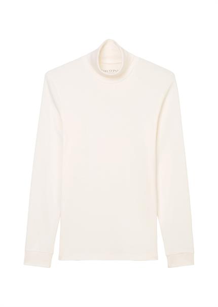 Jersey T-shirt, long sleeve, turtle neck, ribbed cuffs, DfC white cotton