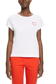 Jersey-T-Shirt mit Applikation white