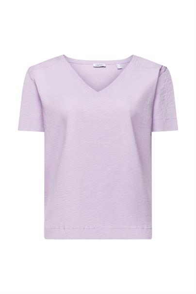 Jersey-T-Shirt mit V-Ausschnitt lavender