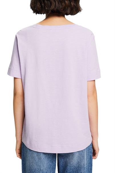 Jersey-T-Shirt mit V-Ausschnitt lavender