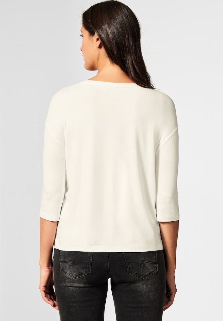 Street One Damen Longsleeve Jersey T-Shirt mit Wording off white bequem  online kaufen bei