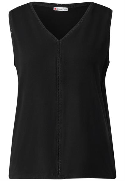 Jersey-Top mit Häkeldetails black