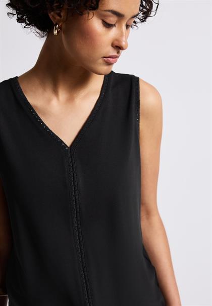 Jersey-Top mit Häkeldetails black