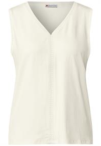Jersey-Top mit Häkeldetails off white