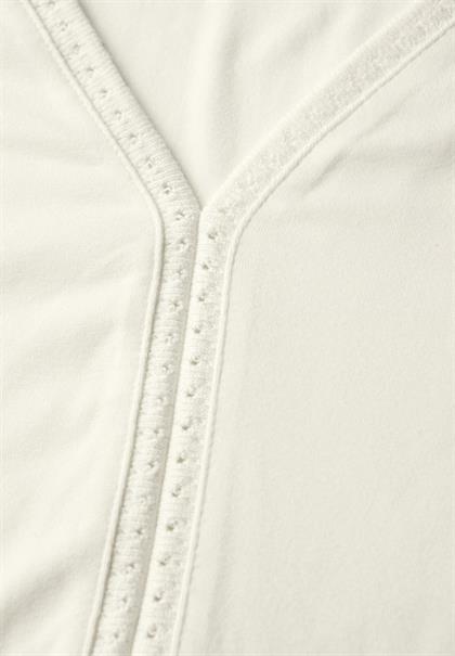 Jersey-Top mit Häkeldetails off white