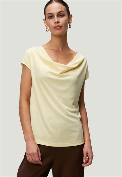 Jerseyshirt mit Wasserfallausschnitt double cream