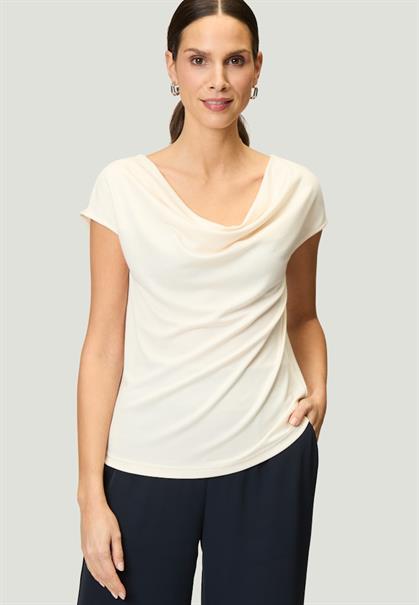 Jerseyshirt mit Wasserfallausschnitt eggnog