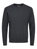 JJEBASIC KNIT CREW NECK NOOS dark grey melange
