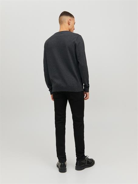 JJEBASIC KNIT CREW NECK NOOS dark grey melange