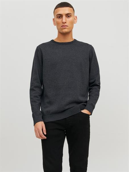 JJEBASIC KNIT CREW NECK NOOS dark grey melange