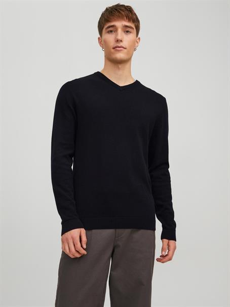 JJEBASIC KNIT V-NECK NOOS black