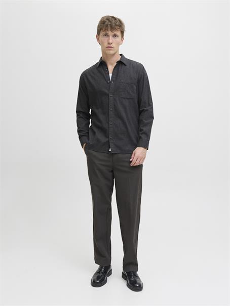 JJECLASSIC MELANGE SHIRT L/S NOOS dark grey melange